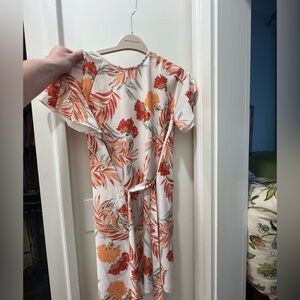 MINKPINK Cream Mini Dress with Orange Floral Print